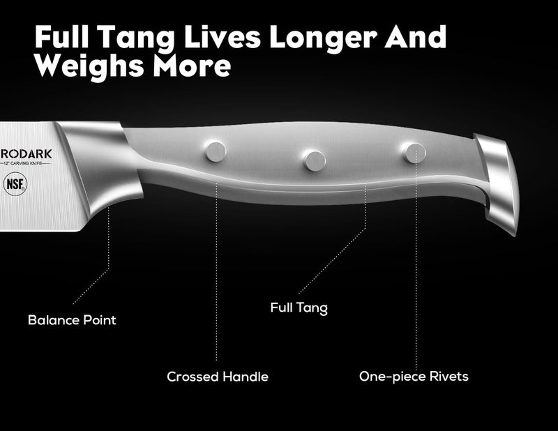 BRODARK Carving Knife Set - 12" Brisket Knife and 7" Boning Knife with Full Tang Handle - High Carbon Stainless Steel Meat Knife for BBQ Roast Rib Turkey Ham - NSF Certified, Steel-King Series - Image 4